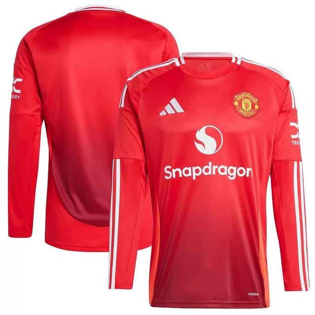 Mens adidas Red Manchester United 2024/25 Home Long Sleeve Replica Jersey Product Image