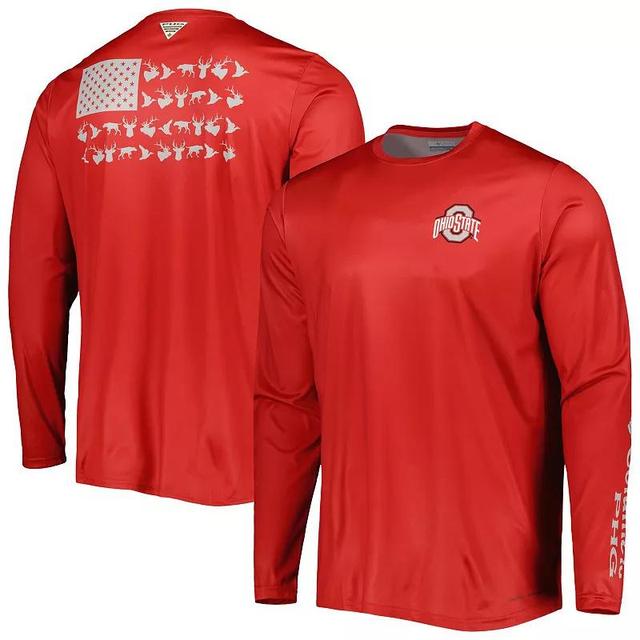 Mens Columbia Scarlet Ohio State Buckeyes Terminal Shot Omni-Shade Omni-Wick Long Sleeve T-Shirt Product Image