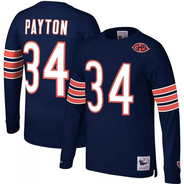 Mens Mitchell & Ness Walter Payton Chicago Bears Throwback Retired Player Name & Number Long Sleeve Top Blue Product Image