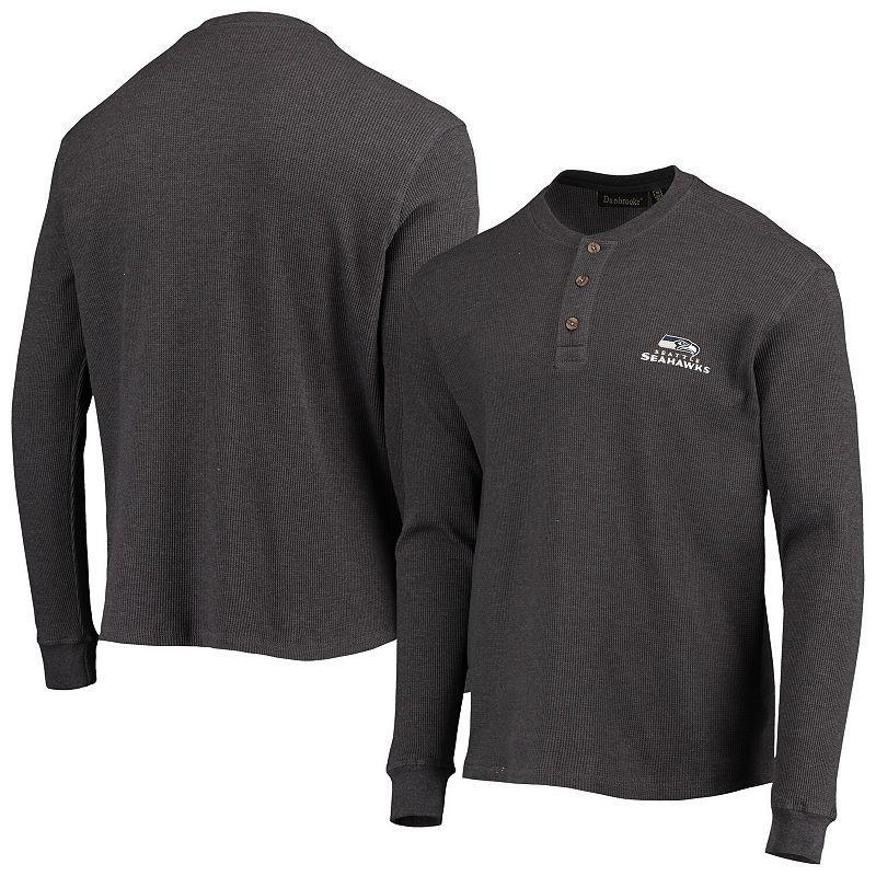 Mens Dunbrooke Heathered Gray Seattle Seahawks Logo Maverick Thermal Henley Long Sleeve T-Shirt Product Image