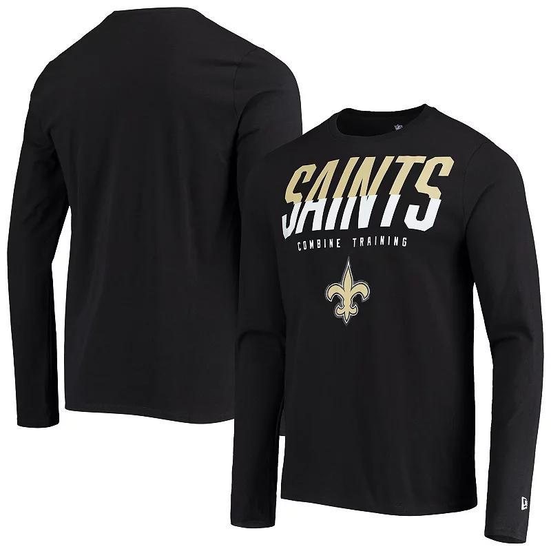 Mens New Era Black New Orleans Saints Combine Authentic Split Line Long Sleeve T-shirt Product Image