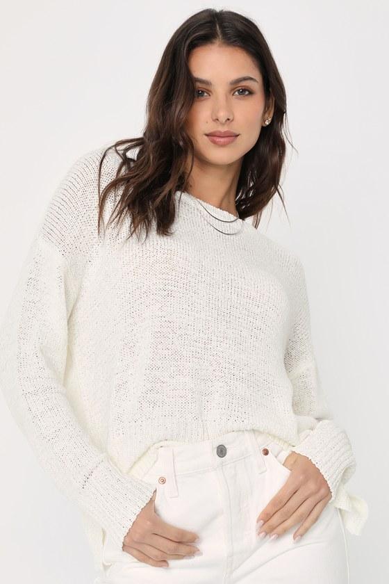 Positive Presence Ivory Loose Knit Sweater Product Image