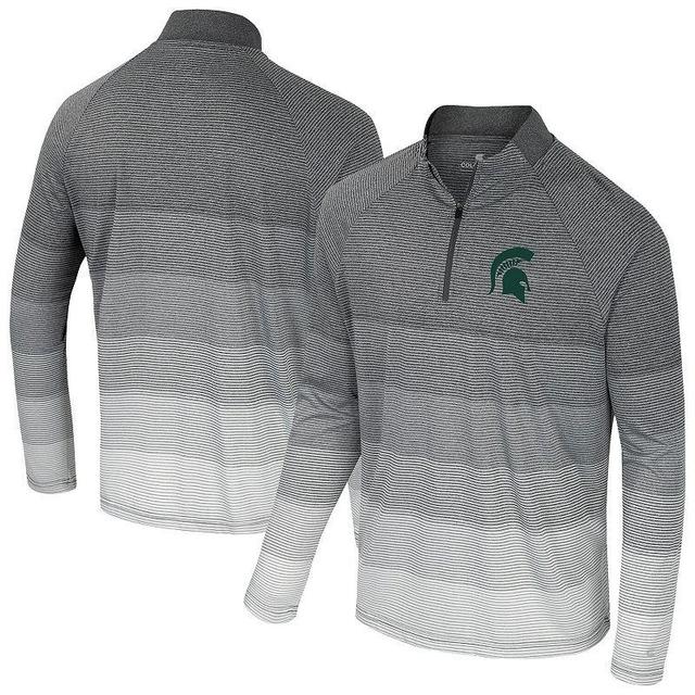 Mens Colosseum Gray Michigan State Spartans AI Striped Mesh Quarter-Zip Raglan Windshirt Product Image