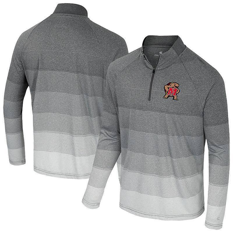 Mens Colosseum Gray Maryland Terrapins AI Striped Mesh Quarter-Zip Raglan Windshirt Product Image