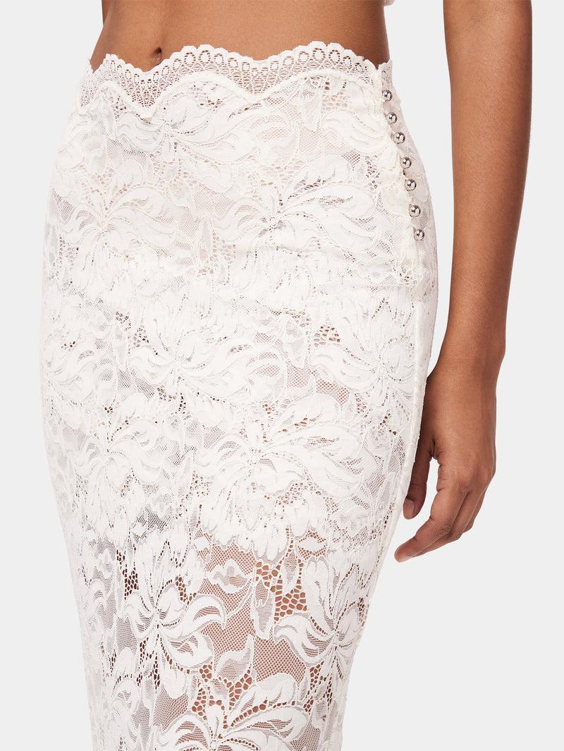 Maxi stretch lace ivory skirt Product Image