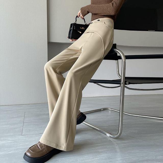 High-Rise Plain Loose Fit Pants Product Image