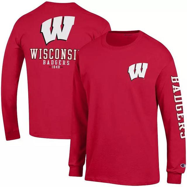 Mens Champion Wisconsin Badgers Team Stack Long Sleeve T-Shirt Product Image