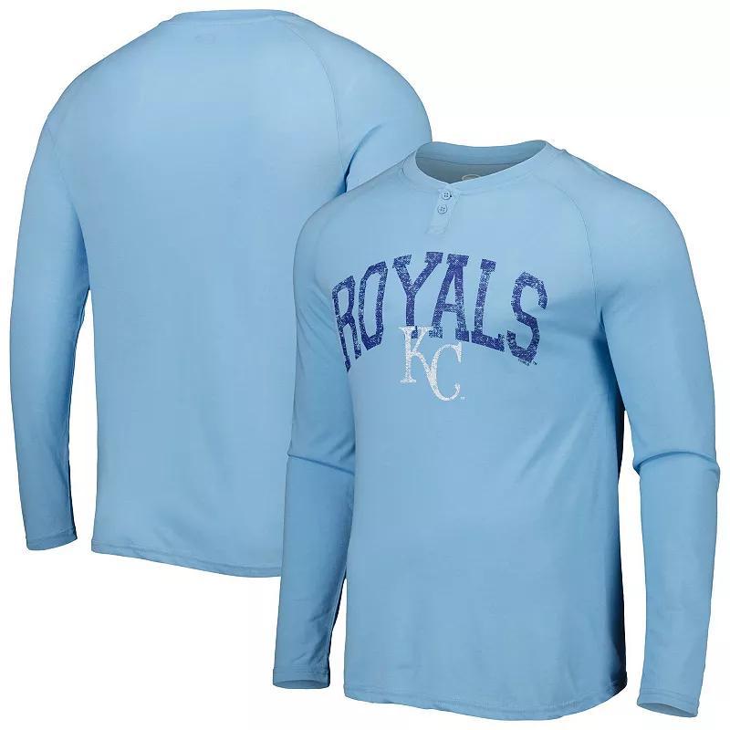 Mens Concepts Sport Blue Kansas City Royals Inertia Raglan Long Sleeve Henley T-Shirt Product Image