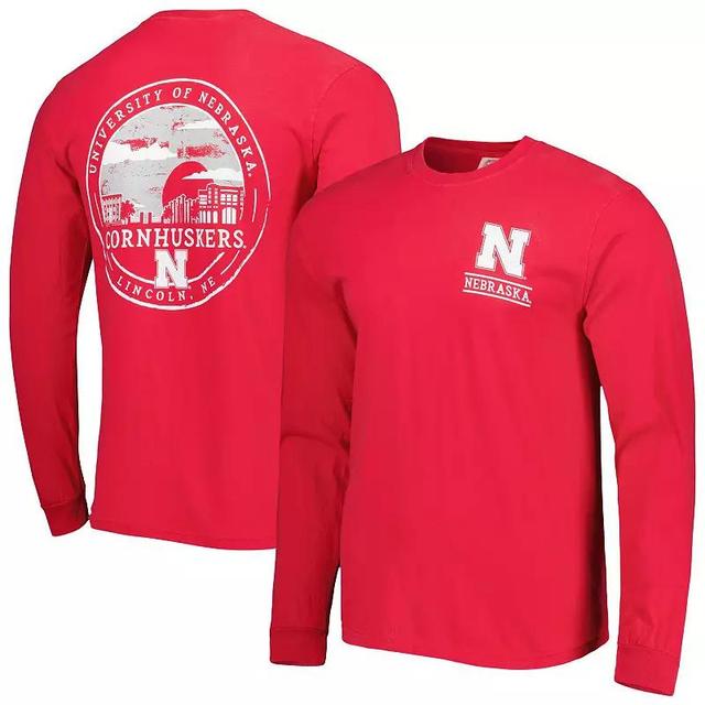 Mens Scarlet Nebraska Huskers Circle Campus Scene Long Sleeve T-shirt Product Image