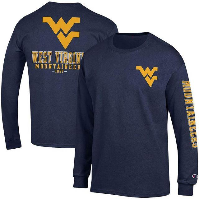 Mens Champion West Virginia Mountaineers Team Stack Long Sleeve T-Shirt Blue Product Image