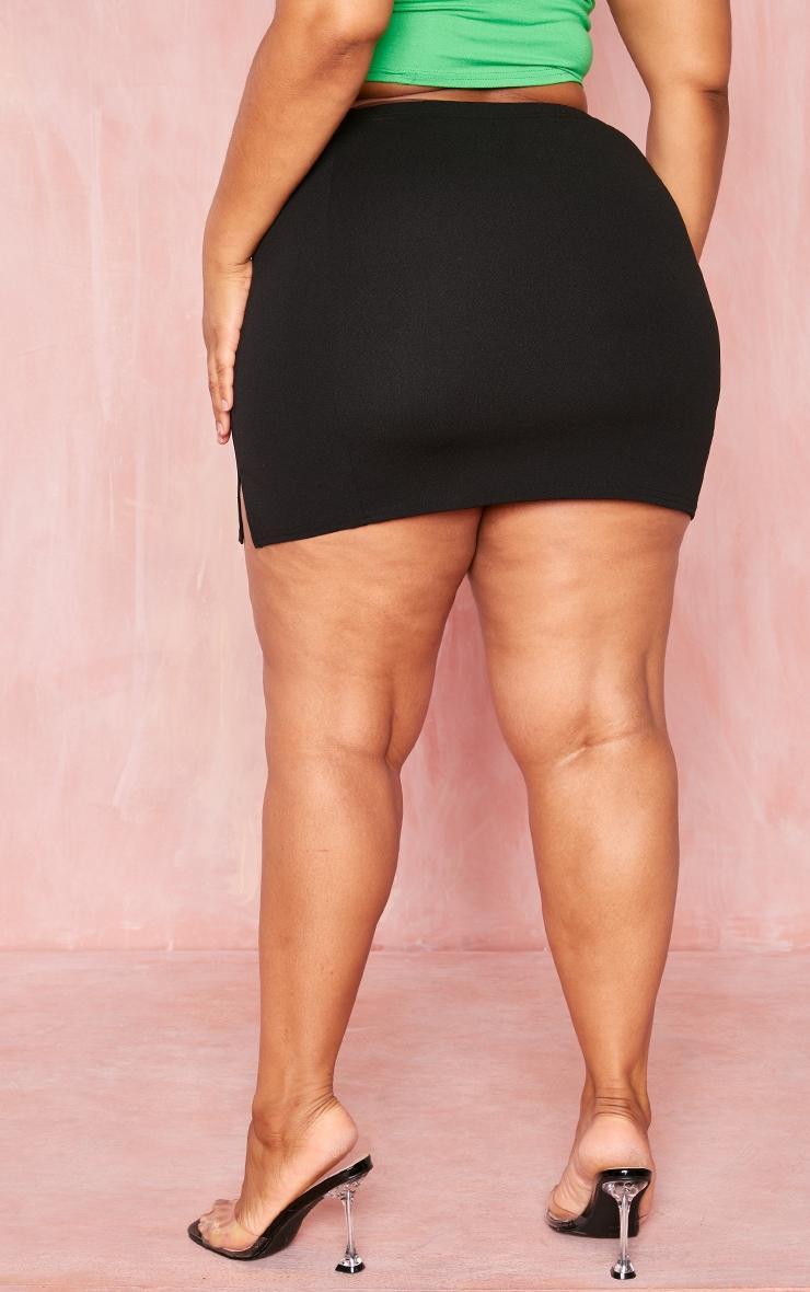 Plus Black Side Split Crepe Mini Skirt Product Image