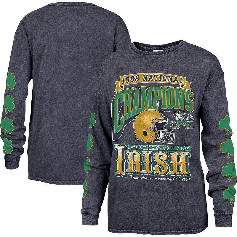 Womens 47 Brand Navy Distressed Notre Dame Fighting Irish Vintage-Like Tubular Boyfriend Long Sleeve T-shirt Product Image