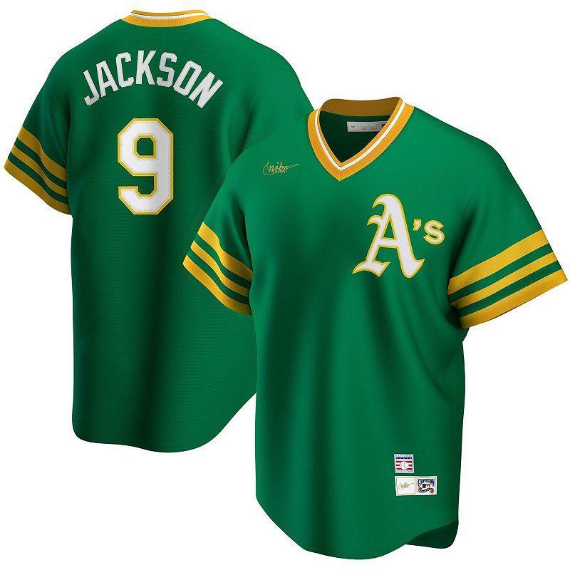 Mens Nike Reggie Jackson Kelly Oakland Athletics Road Cooperstown Collection Player Jersey Product Image