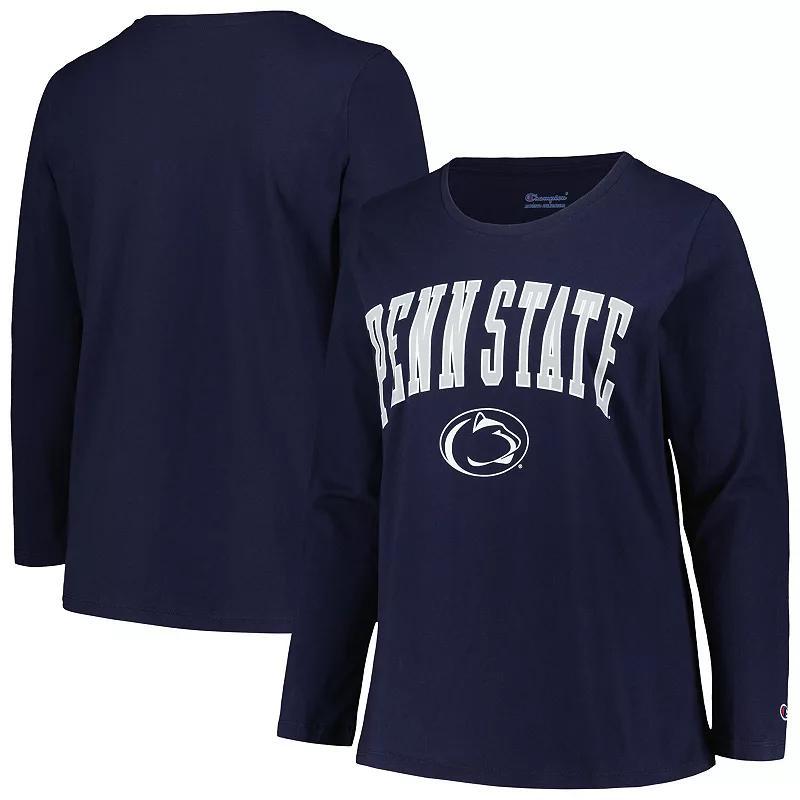 Womens Profile Penn State Nittany Lions Plus Size Arch Over Logo Scoop Neck Long Sleeve T-Shirt Blue Product Image