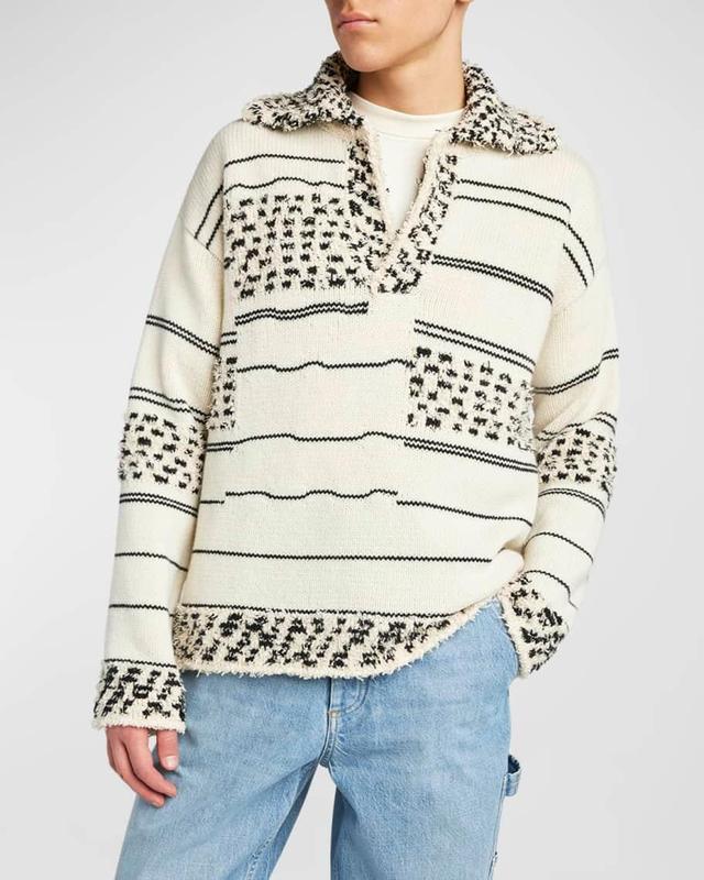 Mens Textured Stripe Knit Sweater Product Image