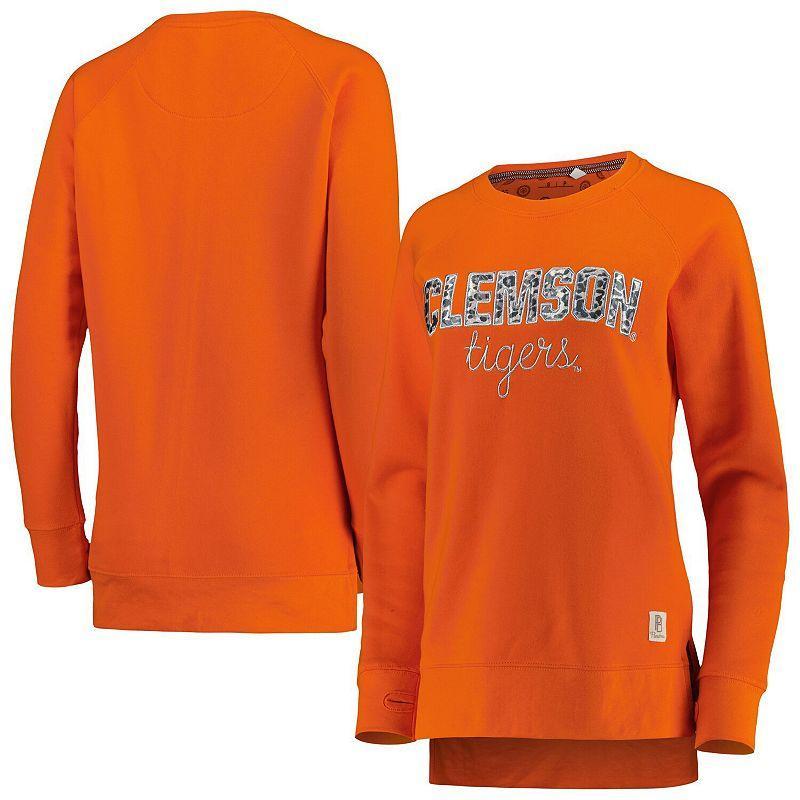 Womens Pressbox Clemson Tigers Steamboat Animal Print Raglan Pullover Sweatshirt Product Image