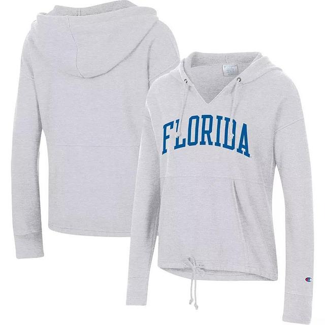 Womens Champion Ash Florida Gators Vintage Wash Reverse Weave Cinch Pullover Hoodie Product Image