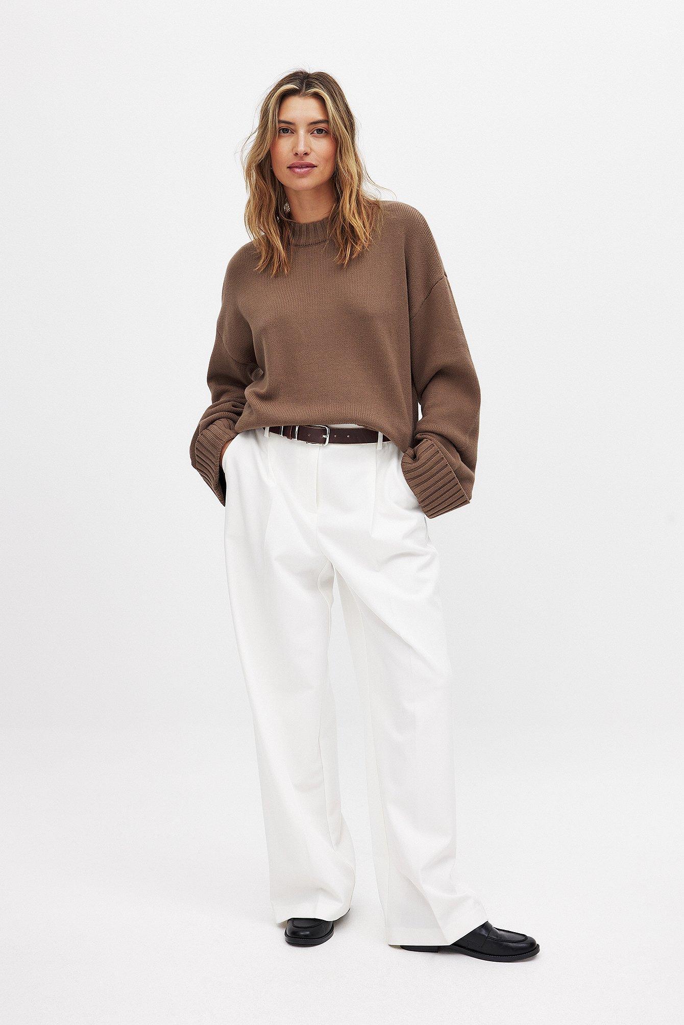 Folded Sleeve Knitted Sweater Product Image