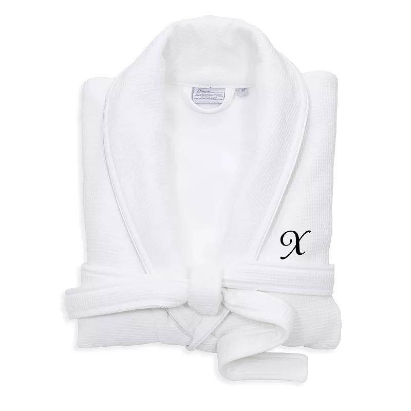 Linum Home Textiles Unisex Personalized Turkish Cotton Waffle Terry Satin Piped Trim Bathrobe, Womens Product Image