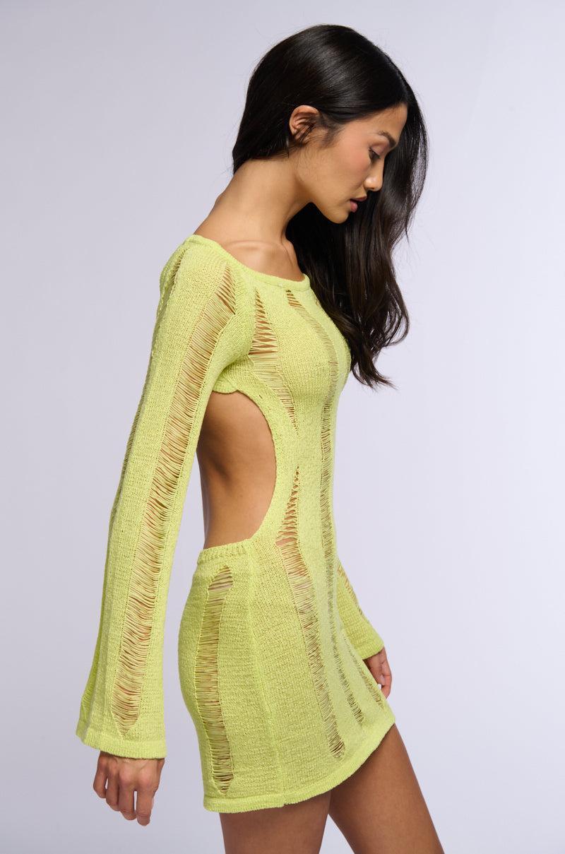 NOTHING PHASES ME KNIT MINI DRESS IN GREEN Product Image