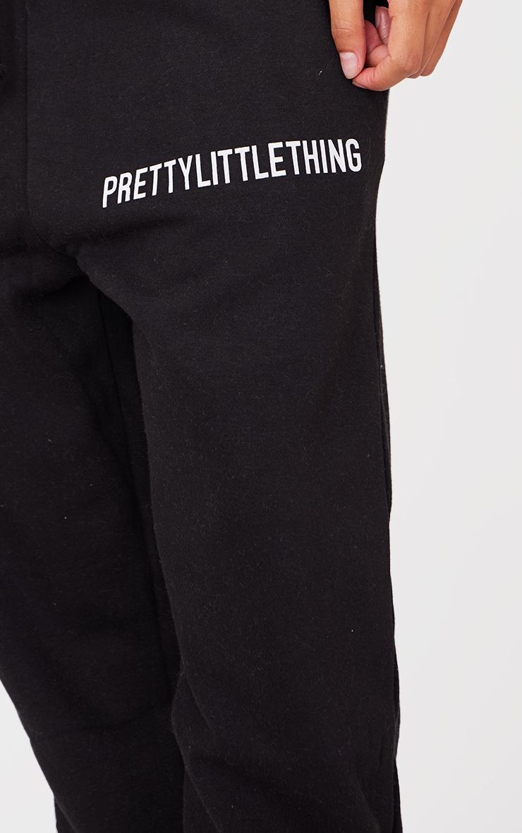 PRETTYLITTLETHING Black Logo High Waisted Cuffed Sweatpants Product Image