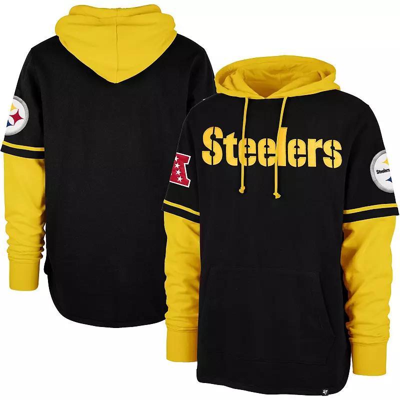 47 Brand Mens Black Pittsburgh Steelers Shortstop Pullover Hoodie Product Image