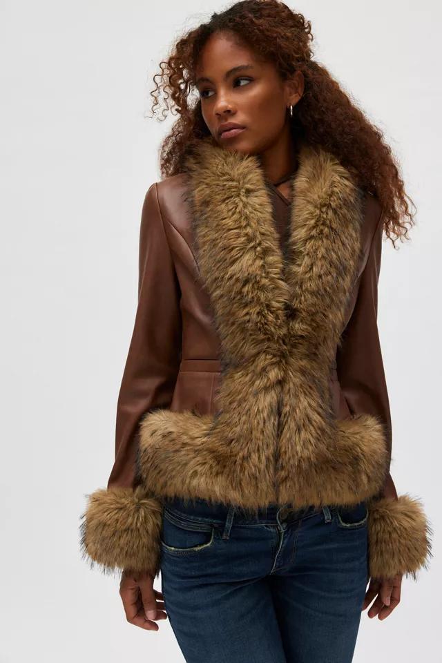 Silence + Noise Brianna Faur Fur Trim Jacket Product Image