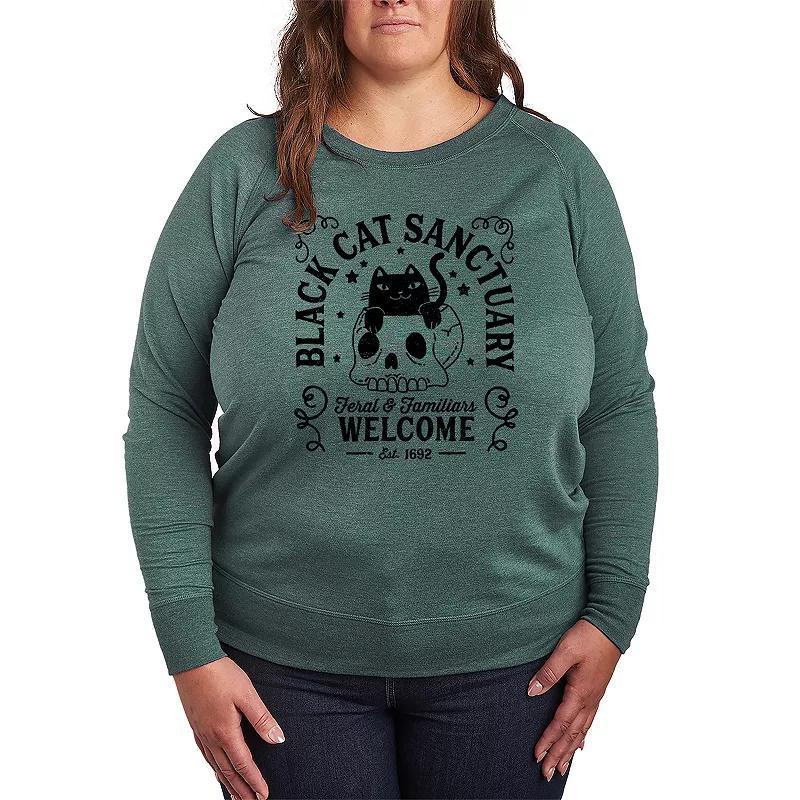 Plus Size Black Cat Sanctuary Pullover, Womens Grey Dark Red Product Image