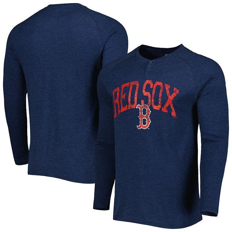 Men's Concepts Sport Heather Navy Boston Red Sox Inertia Raglan Long Sleeve Henley T-Shirt Product Image