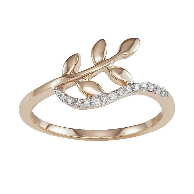 10k Gold Diamond Accent Leaf Ring, Womens Product Image