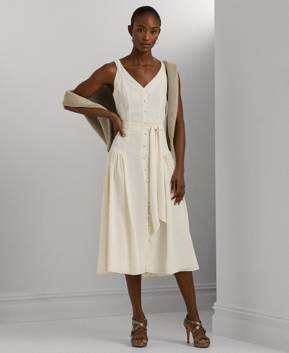 Lauren Ralph Lauren Womens Belted Fit & Flare Dress Product Image