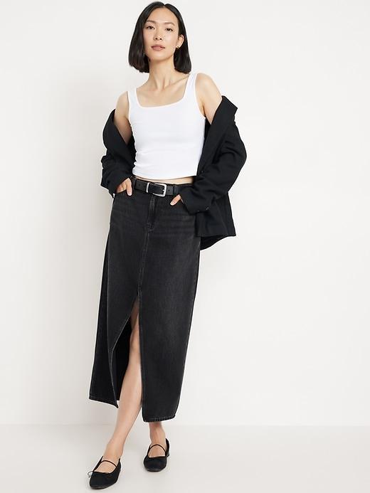 Mid-Rise Jean Maxi Skirt Product Image