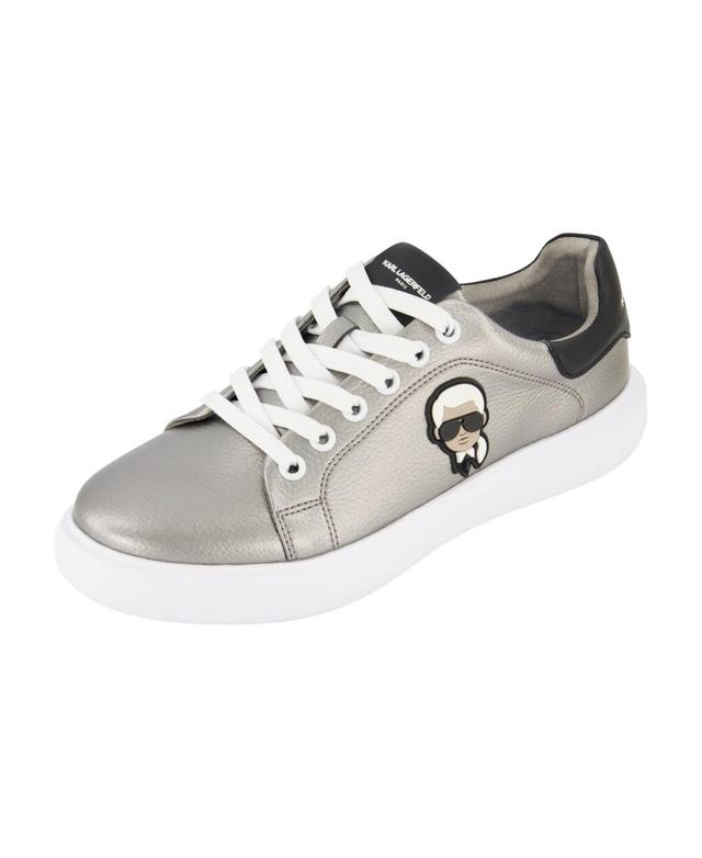 Karl Lagerfeld Paris Mens Metallic Tumbled Leather Karl Head Sneakers Product Image