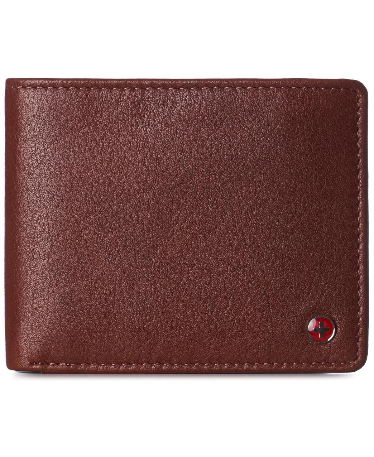 Alpine Swiss Mens Leather Rfid Bifold Wallet 2 Id Windows Divided Bill Section Product Image