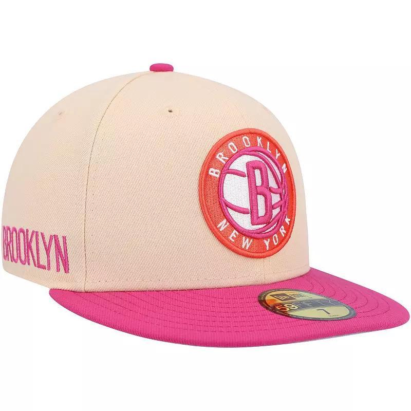 Mens New Era /Pink Brooklyn Nets Passion Mango 59FIFTY Fitted Hat Product Image