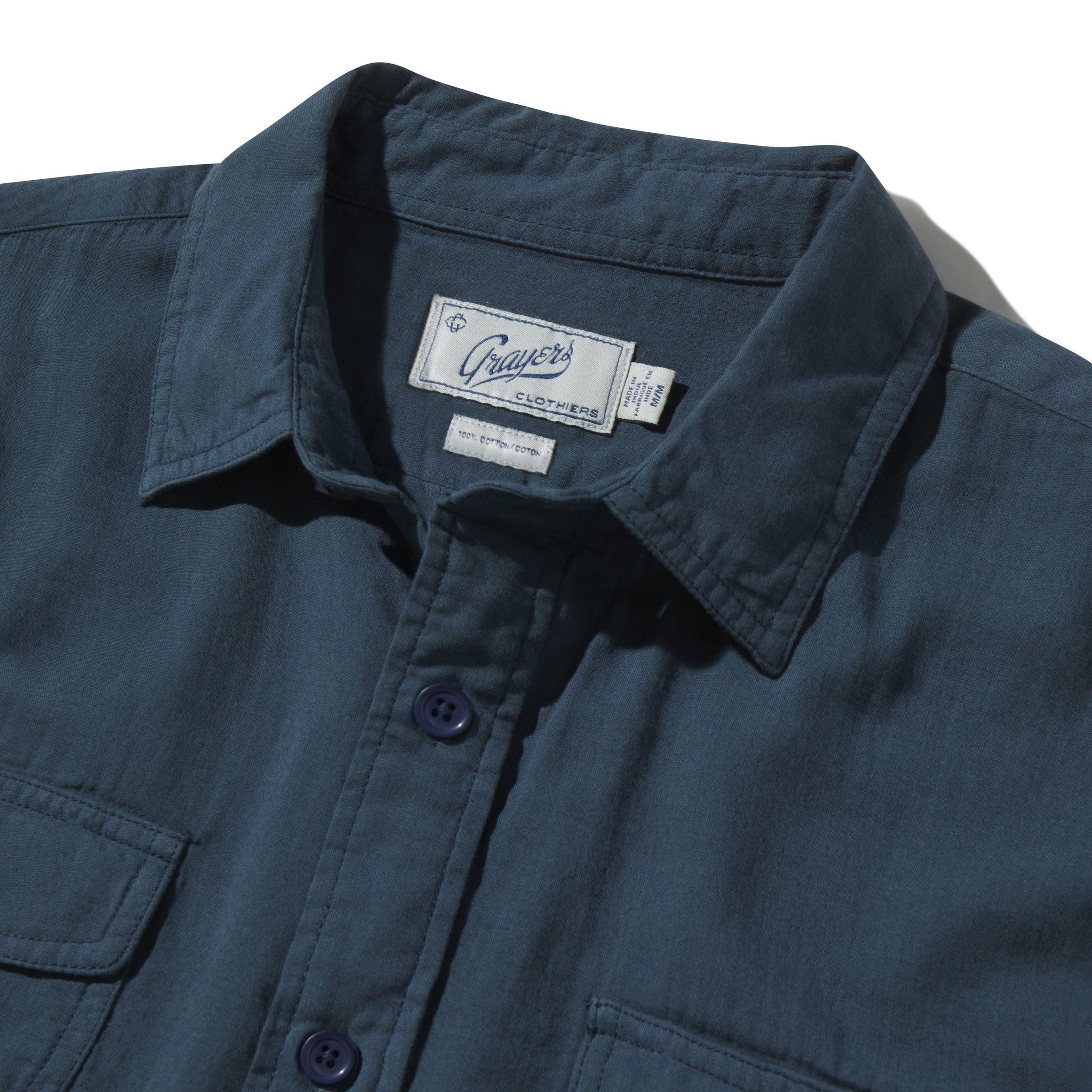 Brando Lightweight Double Cloth Shirt - Midnight Navy Product Image