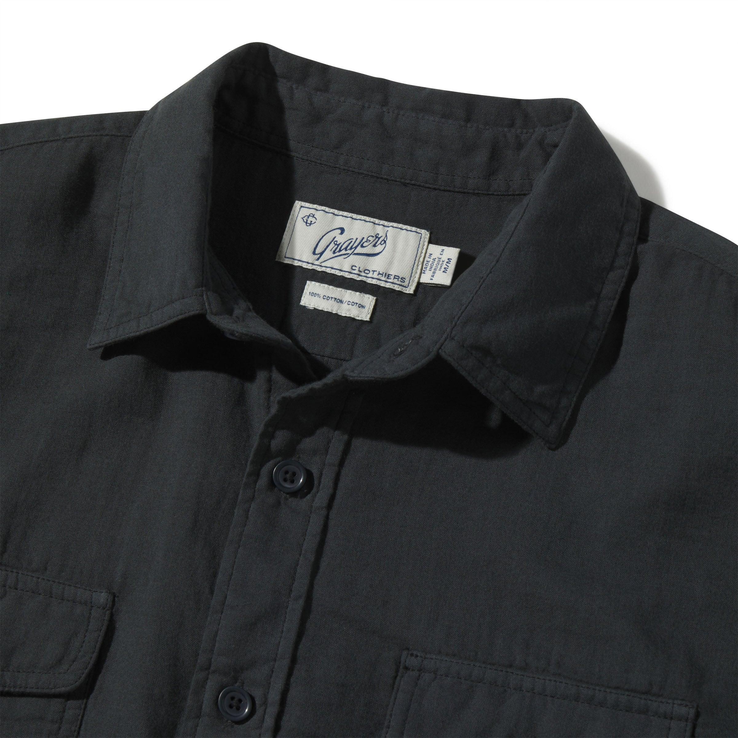 Brando Lightweight Double Cloth Shirt - Washed Black Product Image