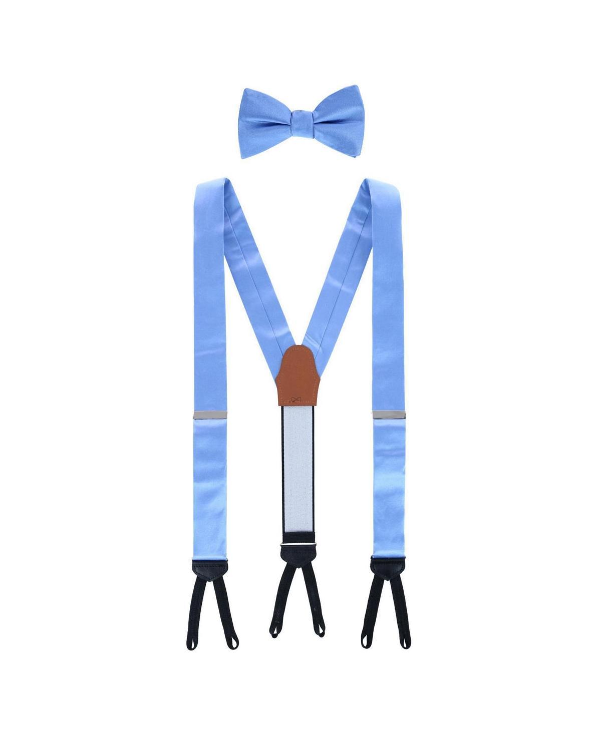 Trafalgar Mens Sutton Solid Color Silk Brace and Bow Tie Combo Product Image