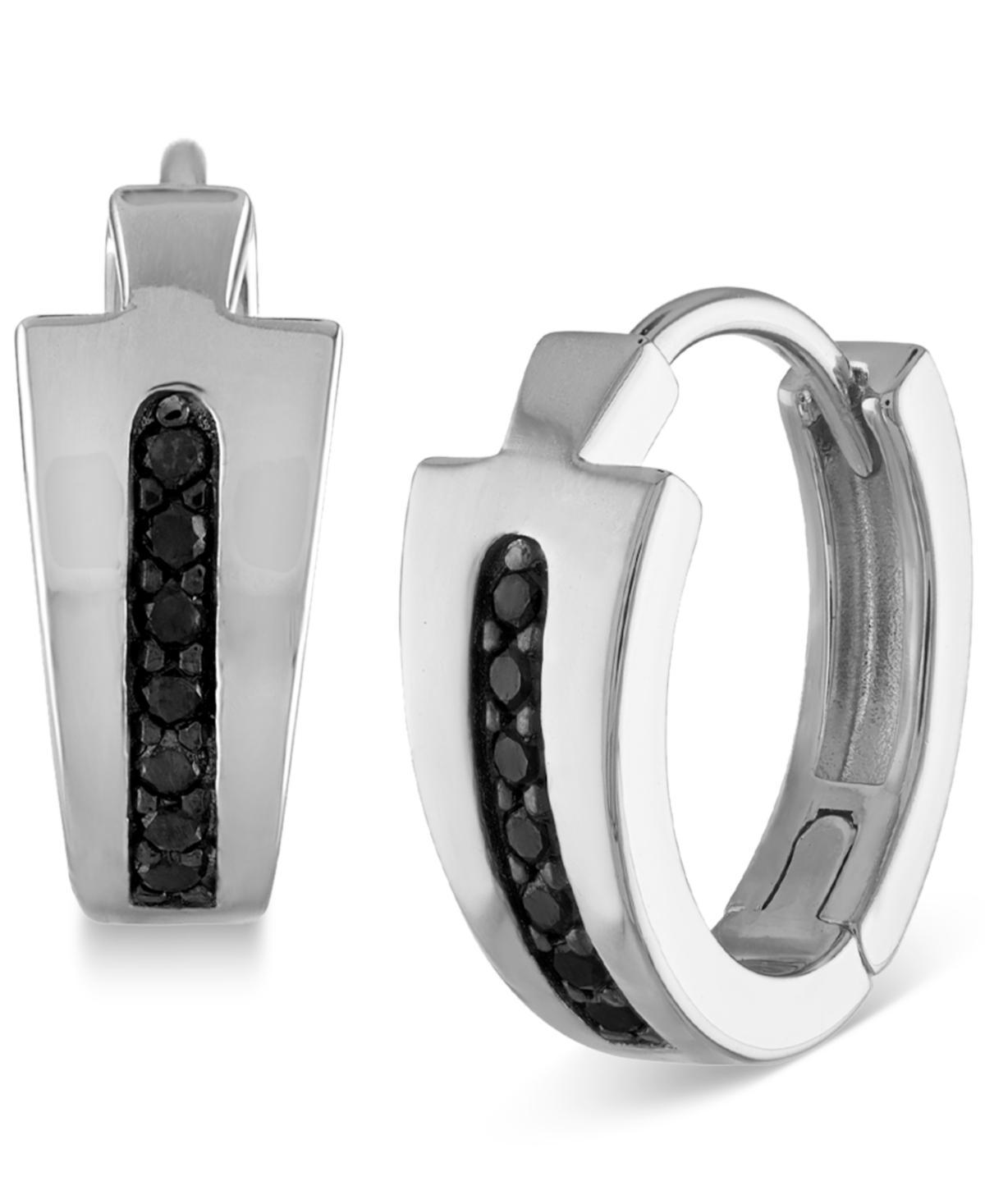 Bulova Mens Icon Black Diamond (1/6 ct. t.w.) Hoop Earrings in Sterling Silver Product Image