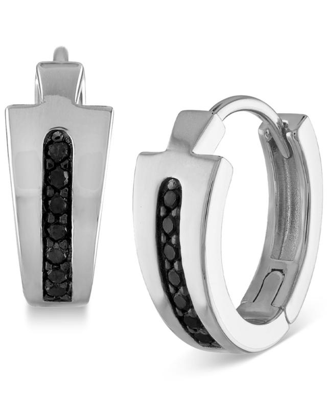 Bulova Mens Icon Black Diamond (1/6 ct. t.w.) Hoop Earrings in Sterling Silver Product Image