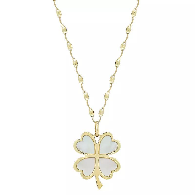 LUMINOR GOLD 14k Gold Mother of Pearl Clover Pendant Necklace, Womens Product Image