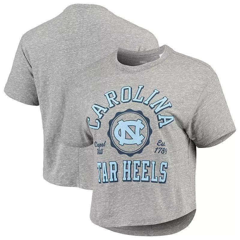 Womens Pressbox Gray North Carolina Tar Heels Bishop Tri-Blend Knobi Crop T-Shirt Product Image