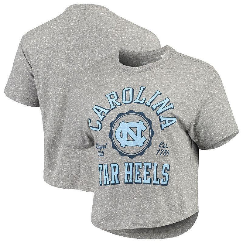 Womens Pressbox Gray North Carolina Tar Heels Bishop Tri-Blend Knobi Crop T-shirt Product Image