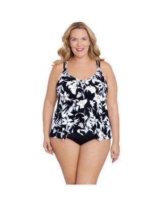 Women's ShapeSolver Handkerchief Fauxkini One-Piece Swimsuit Product Image