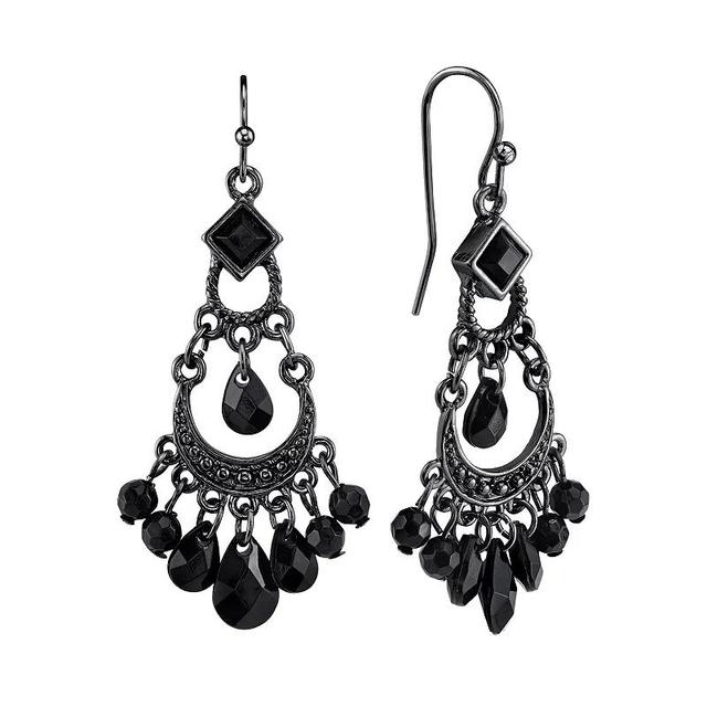 2028 Black-Tone Bead Wire Earrings - Black Product Image