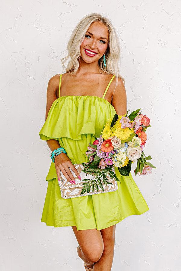 All The Attention Tiered Mini Dress In Lime Punch Product Image