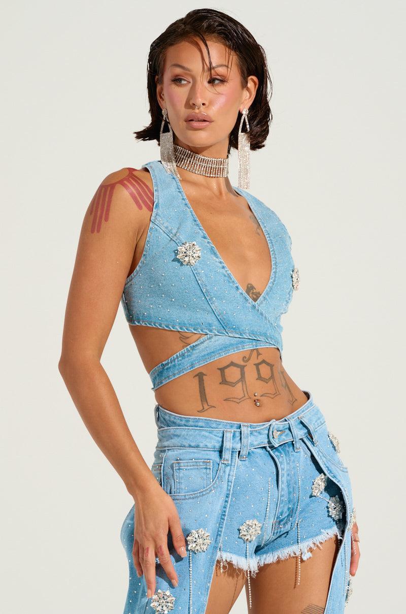 DIVALICIOUS DENIM BRA TOP Product Image