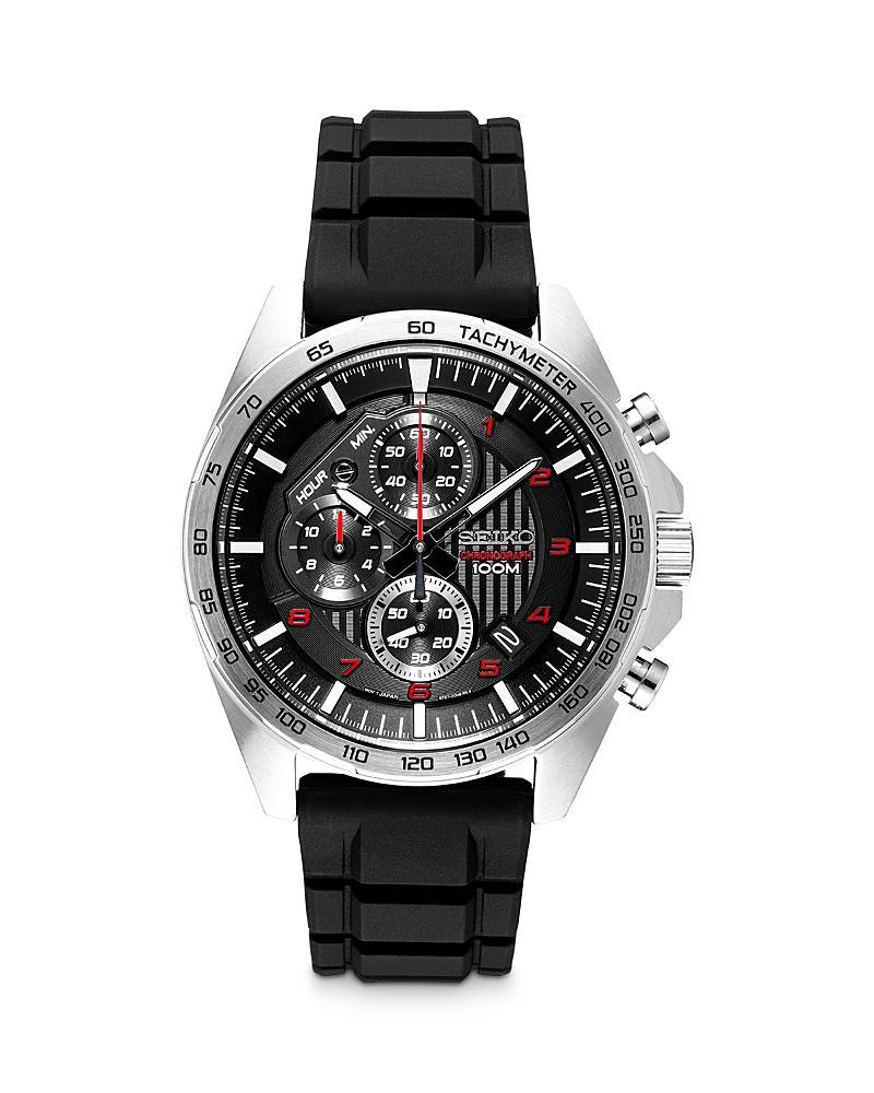 Seiko Mens Chronograph Black Silicone Strap Watch 43.9mm Product Image