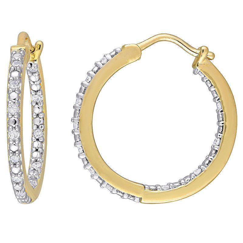 Stella Grace 18k Gold Over Silver 1/4 Carat T.W. Diamond Inside-Out Hoop Earrings, Womens, Gold Tone Product Image