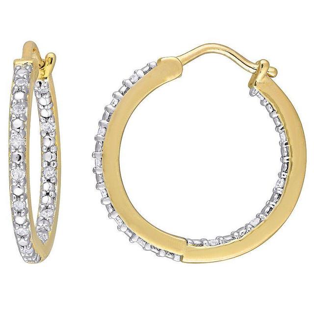 Stella Grace 18k Gold Over Silver 1/4 Carat T.W. Diamond Inside-Out Hoop Earrings, Womens, White Product Image